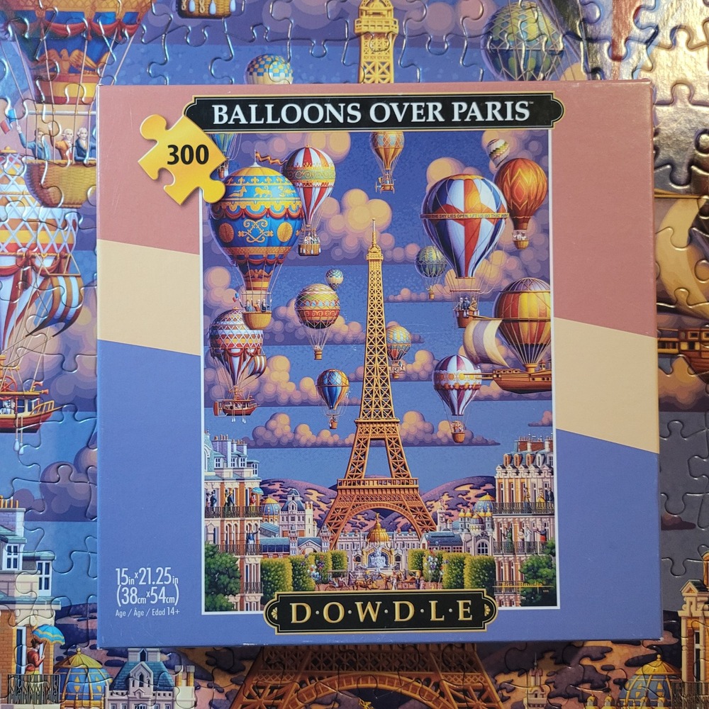 Dowdle Balloons Over Paris 300 Large Piece Jigsaw Puzzle Eiffel Tower France - Picture 2 of 10